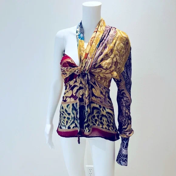 Vintage Roberto Cavalli fall 2004 Runway one-sleeve blouse - Picture 7 of 15